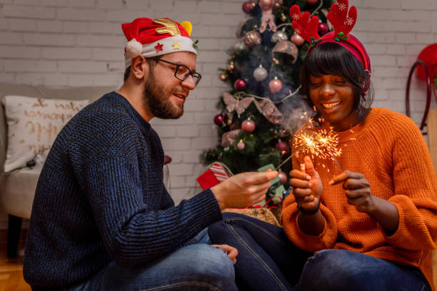 istock Couple celebrating christmas 1346054902