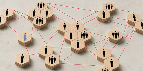 istock hexagons with people symbols and connections between them - 3d illustration 1346063106