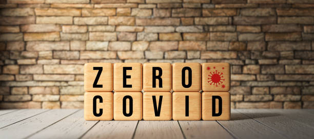 cubes with message ZERO COVID - 3d illustration stock photo