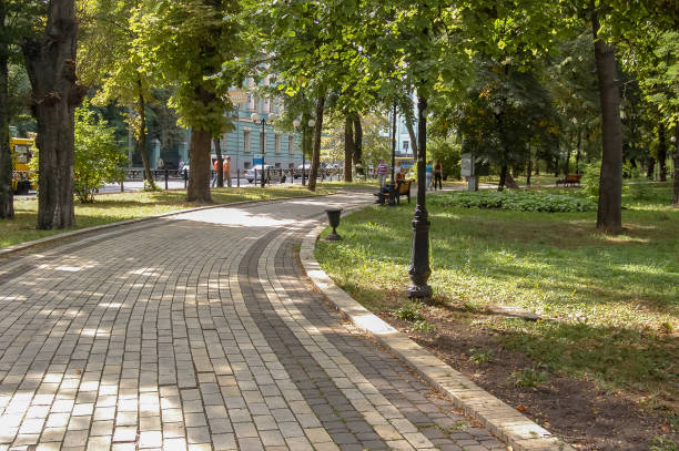 istock city park stone alley with trees 1346063483