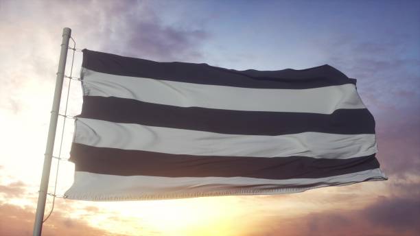 istock Straight pride flag waving in the wind, sky and sun background. 3d rendering 1346068971