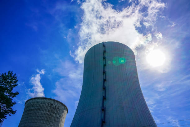 A nuclear power plant in beautiful sky.
