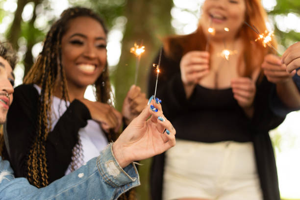 istock Group of friends having fun in the park. 1346070773