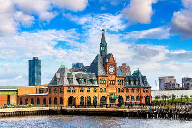 Central Railroad of New Jersey Terminal Central Railroad of New Jersey Terminal in Jersey City, USA hudson river stock pictures, royalty-free photos & images
