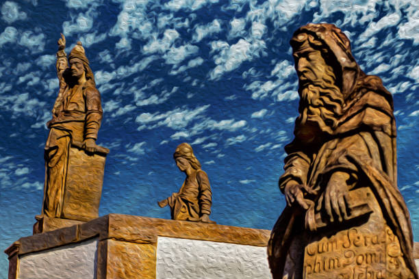 baroque statues carved by aleijadinho in brazil - religion christianity bell tower catholicism imagens e fotografias de stock