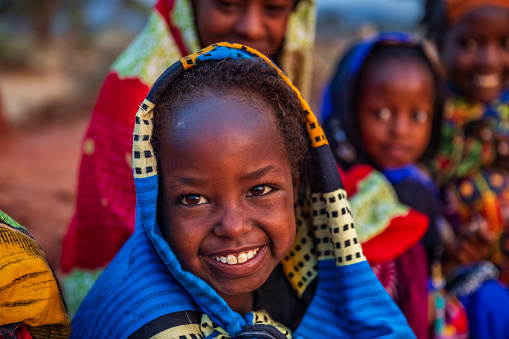 Group of happy African children from Borana tribe- Ethiopia, East Africa.  The Borana Oromo are a pastoralist tribe living in southern Ethiopia and northern Kenya.