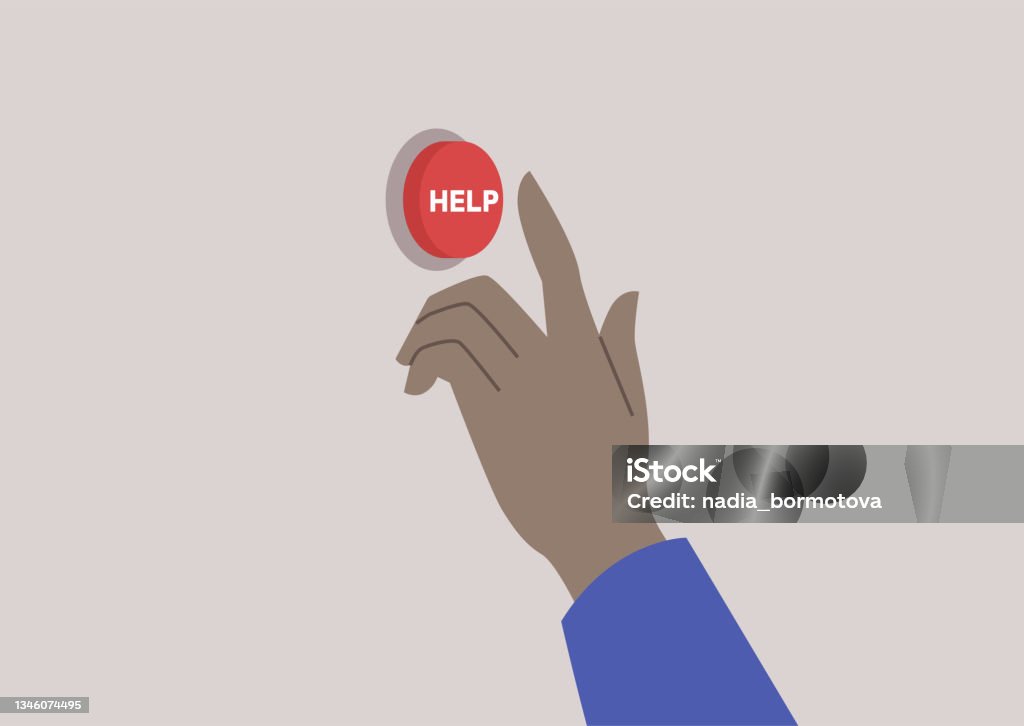 Hand Help Call Button A Hand Pushing A Red Help Button Assistance And Support Concept Stock ...