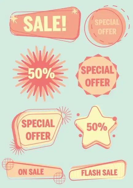 Vector illustration of Offer and special sale icons banner