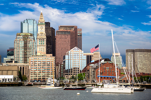 Panoramic view of Boston cityscape in a sunny day, USA