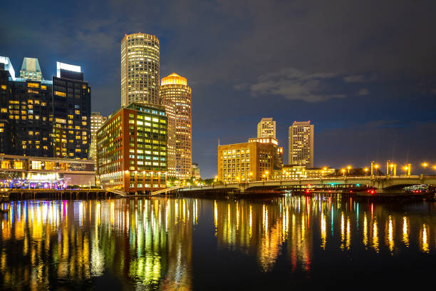 istock Boston cityscape at night 1346084483