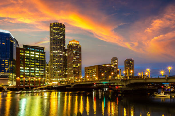 istock Boston cityscape at night 1346085219