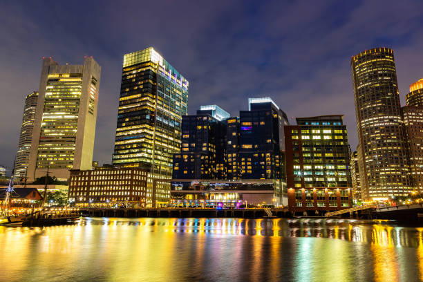 istock Boston cityscape at night 1346085235