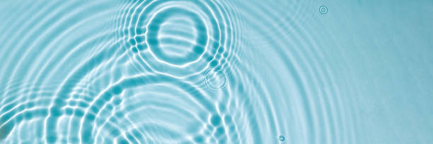 istock Blue water texture, blue mint water surface with rings and ripples. Spa concept background. Flat lay, copy space. 1346088740