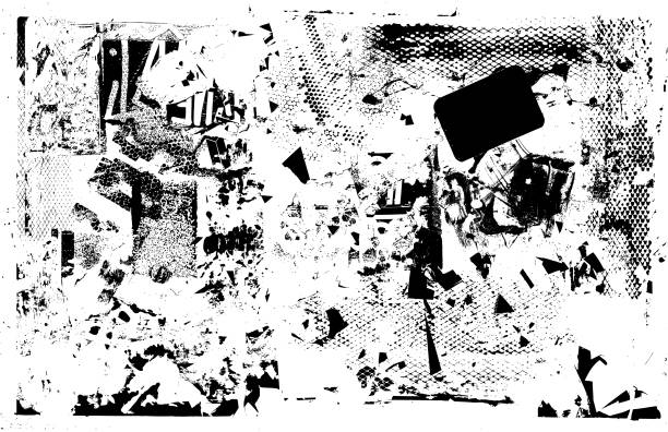 schwarzer grunge-texturierter vektorhintergrund - backgrounds textured inks on paper black stock-grafiken, -clipart, -cartoons und -symbole