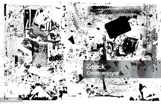 istock Black grunge textured vector background 1346089573