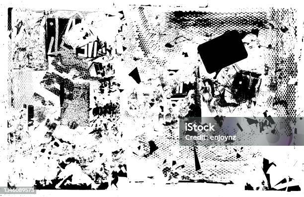 Black Grunge Textured Vector Background Stock Illustration - Download Image Now - Textured, Grunge Image Technique, Scribble