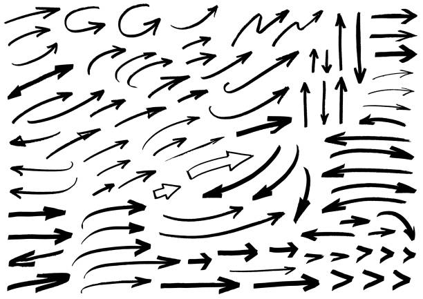 ilustrații de stoc cu săgeți negre fundal alb - săgeată