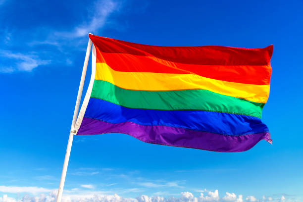 istock Rainbow LGBT gay flag against sky 1346098172