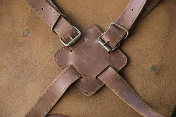 istock Brown Leather Aprons.  Cross back Leather Working Apron. Welding Leather Apron. Close-up  Brown  Leather Apron. 1346099204