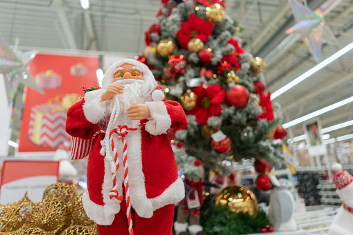 Santa Claus in the Christmas supermarket.