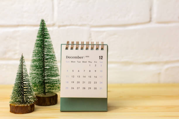 istock December 2021 is on the calendar.Desktop flip calendar .Hello December. 1346102769