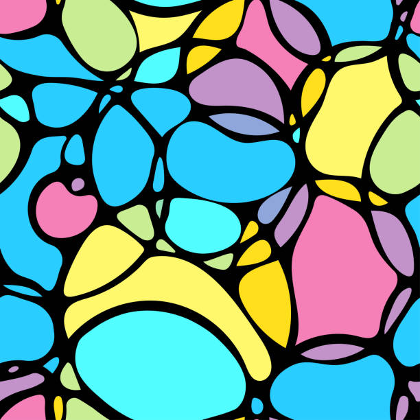 ilustraciones, imágenes clip art, dibujos animados e iconos de stock de patrón sin fisuras con burbujas en colores cmyk sobre fondo negro - bubble seamless pattern backgrounds