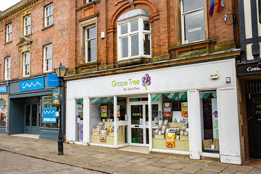 Grape Tree Health Food Shop in Chesterfield, England. This is a commercial enterprise.