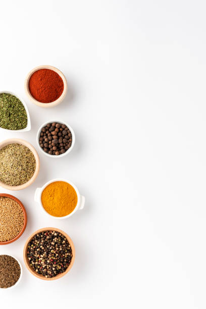 istock Collection of spices isolated on white background. Top view 1346108598