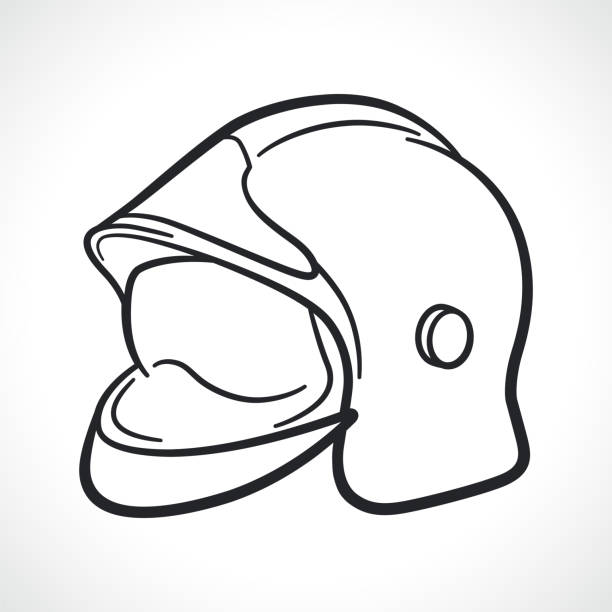 европейский шлем пожарного черный рисунок - helmet helmet visor protection black stock illustrations
