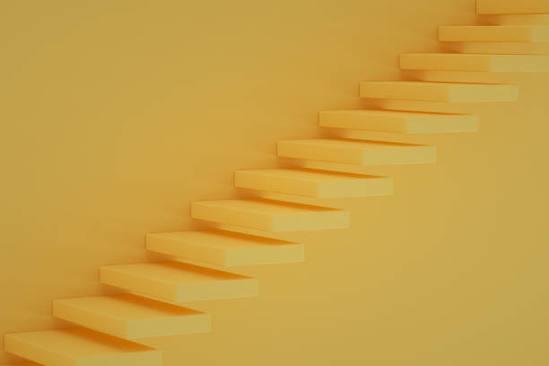 istock Staircase, Yellow background, Ladder of Success 1346111321