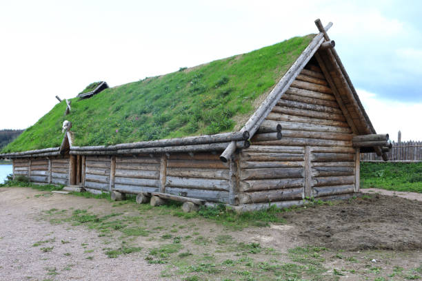 istock Viking house with grass roof 1346114416