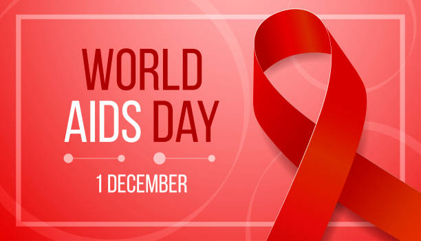 концепция всемирного дня борьбы со спидом. шаблон баннера с красной лентой. векторная иллюстрация. - world aids day stock illustrations