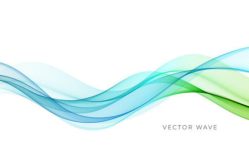 Vector abstract elegant colorful flowing blue color wave lines isolated on white background. Design element for wedding invitation, greeting card
