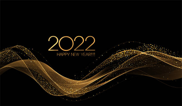 2022 New Year Abstract shiny color gold wave design element - ilustração de arte vetorial