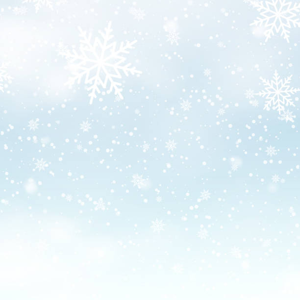 istock Falling shining snow or snowflakes on blue background for Merry Christmas and Happy New Year. Vector 1346119816