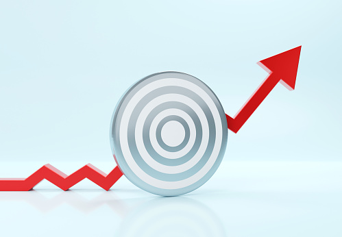 Target And Financial Graph. Finance and success graph concept.