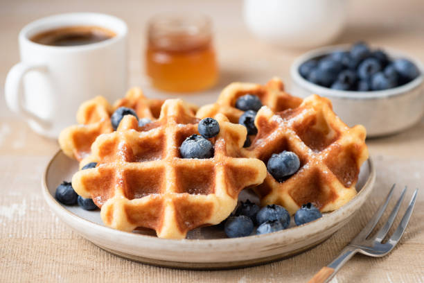 istock Waffles with powdered sugar and blueberries 1346128938