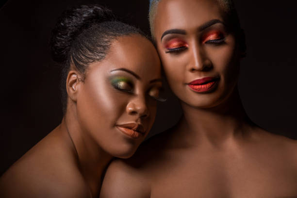 istock Headshot of two faces and makeup 1346129742