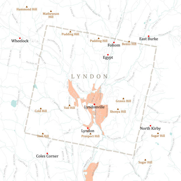 VT Caledonia Lyndon Vector Road Map VT Caledonia Lyndon Vector Road Map. All source data is in the public domain. U.S. Census Bureau Census Tiger. Used Layers: areawater, linearwater, roads, rails, cousub, pointlm, uac10. folsom stock illustrations