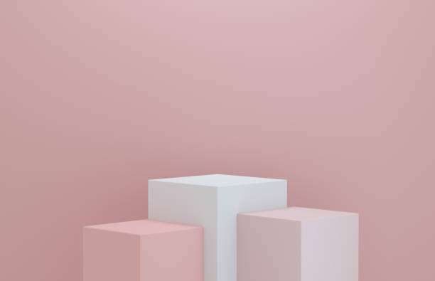 istock Minimalist podium winner cubes for product display on pink background. 1346133683