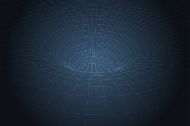 ilustraciones, imágenes clip art, dibujos animados e iconos de stock de espacio-tiempo curvo causado por la gravedad del agujero negro. ilustración vectorial. - onda gravitacional