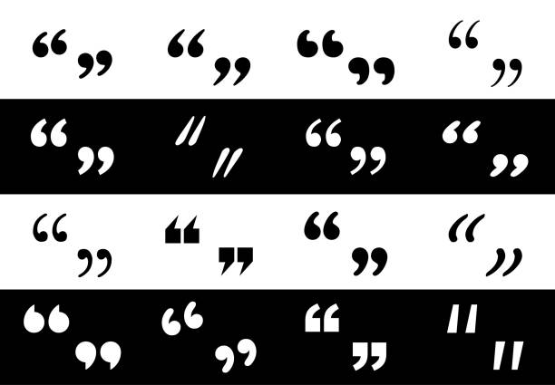 Big Set black different Quotation marks. Quotation marks on white and black background. Big Set black different Quotation marks. Quotation marks on white and black background. Vector illustration. Stripped background quotation mark stock illustrations