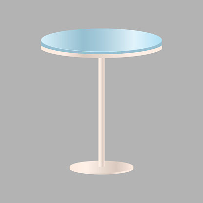 Round table with glass top isolated on gray background. Vector, cartoon illustration. Vector.