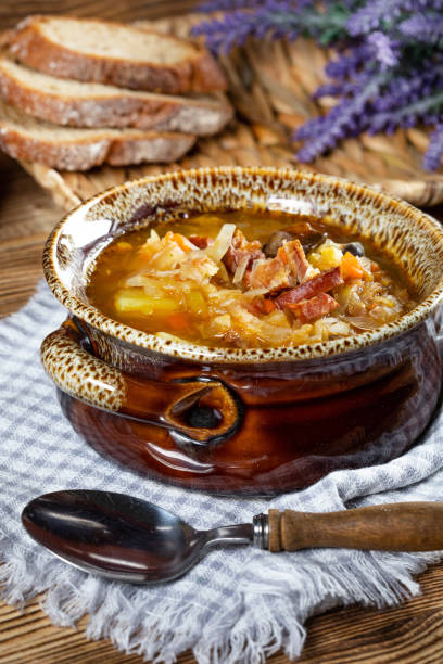 istock Traditional russian sour cabbage soup 1346140873