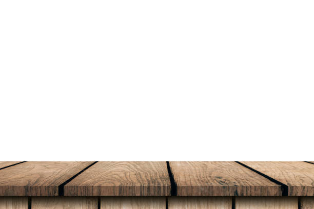istock Empty wood table on isolate white background and display montage with copy space for product. 1346141249