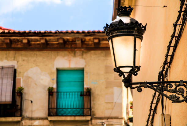 istock Old house facade with rusty balcony and blind 1346144104