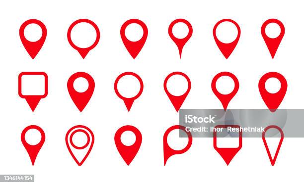 Icône Dépingle Pour Lemplacement De La Carte Pointeur Marqueur Pour Gps Position Géographique Et Lieu Étiquette Ou Symbole De Destination Dans Le Voyage Et La Route Ensemble De Points De Carte Rouges Sur Fond Blanc Signe De Navigation Vect Vecteurs libres de droits et plus d'images vectorielles de Marqueur de carte