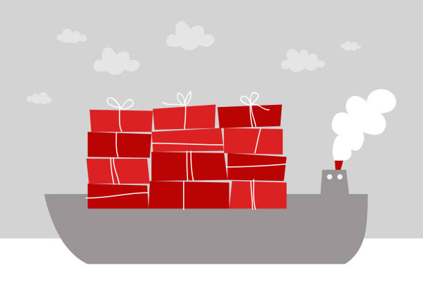 ilustrações de stock, clip art, desenhos animados e ícones de christmas gifts transportation - freight liner