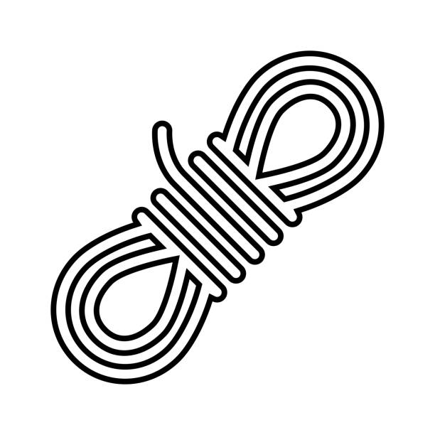 The Outline Rope Icon A Black Linear Bundle Of Rope Or Twine Stock