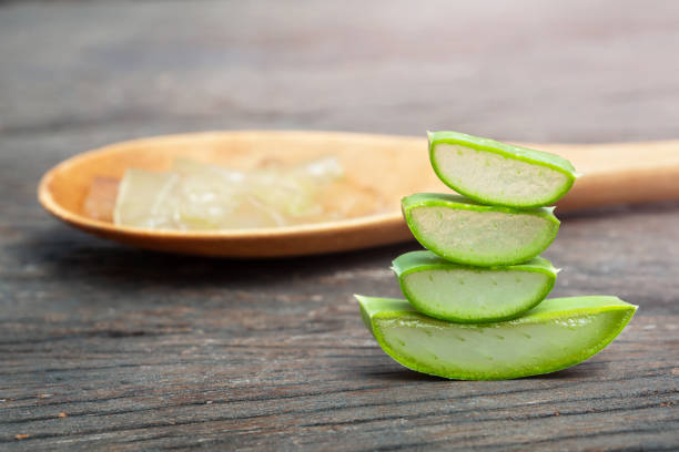 istock Sliced aloe and gel 1346149570